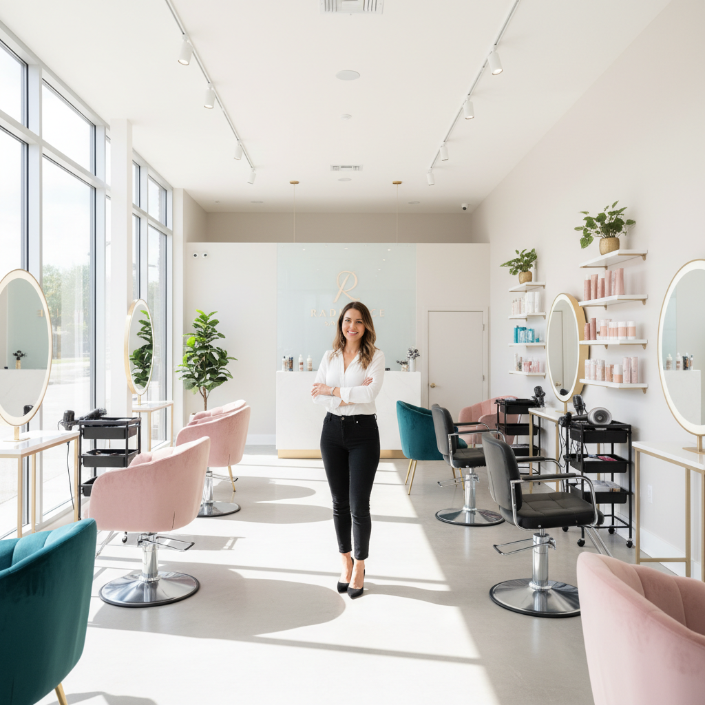 Sisina, fondatrice du centre de beauté, dans son salon à Denden