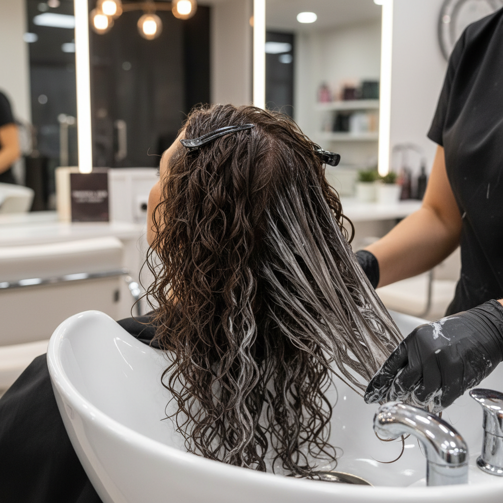 Soin capillaire professionnel dans un salon de beauté